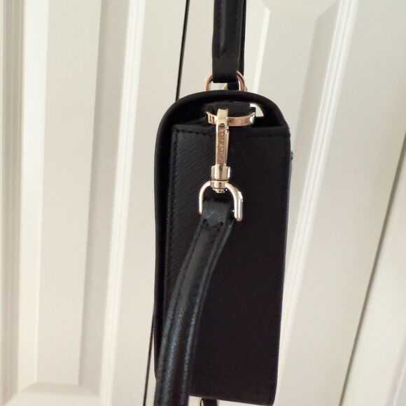 NWOT Kate Spade Staci Saffiano Top Handle Square Flap Crossbody Bag Purse Black - Picture 4 of 9